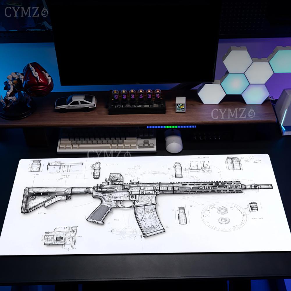 Gaming Accessories Drawing - AR Rifle and Parts Drawings Large