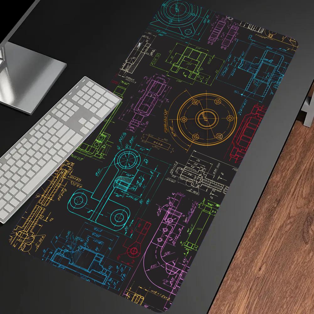 Gaming Accessories Drawing - Mechanical Drawing Mouse Pad Gaming Accessory