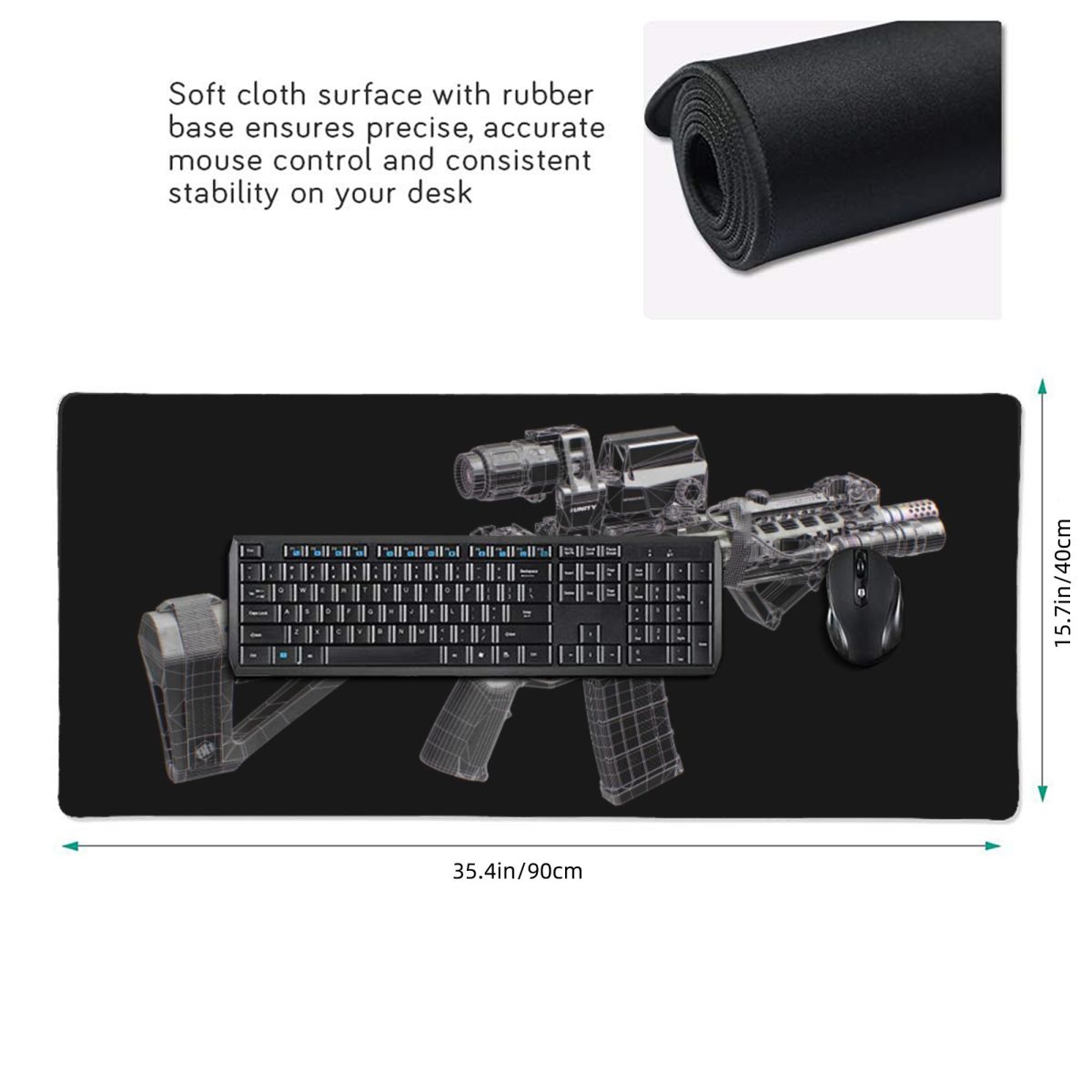 Large Mouse Pad Gun Mechanical - Gaming Accessories Drawing review and price