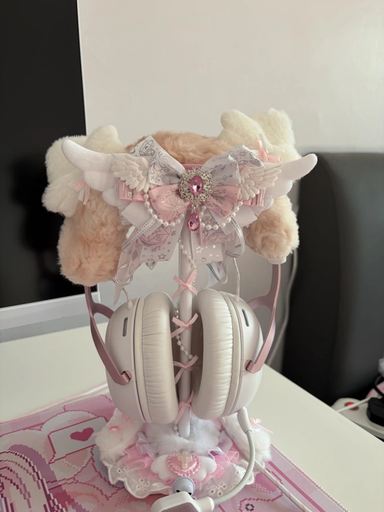 Cute Lace Headphone Stand Pink - Gaming Accessories Pink review and price