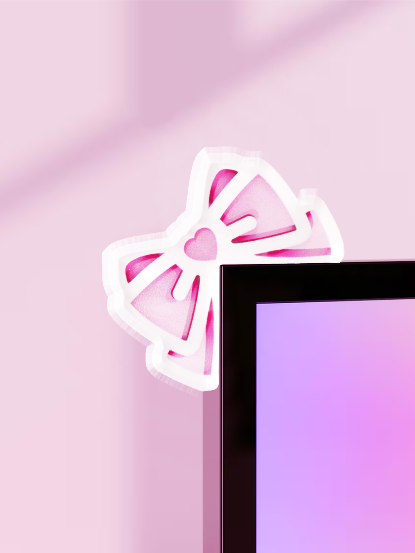 Kawaii Bow Monitor Decor Pink  - Gaming Home Accessories review and price