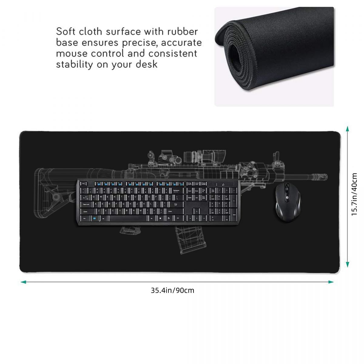 Large Mouse Pad Gun Mechanical - Gaming Accessories Drawing review and price